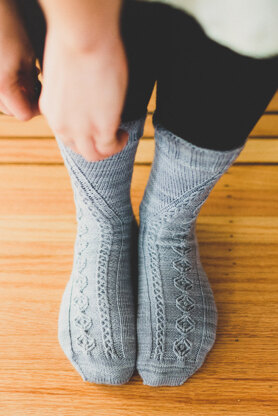 Peninsula Cabled Toe-Up Socks in SweetGeorgia Tough Love Sock - Downloadable PDF