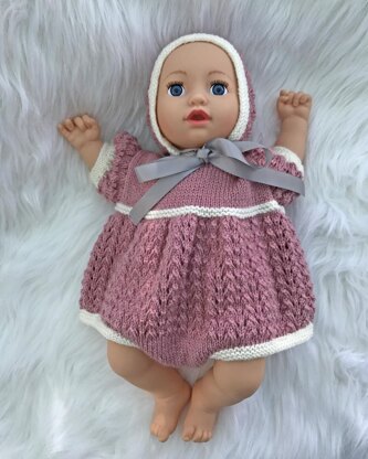 Romper Suit and Bonnet (34) to fit Doll or Baby