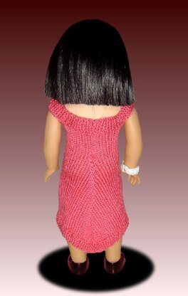 Fits American Girl. Knitting pattern, doll clothes, dress 035