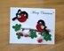 Robin embellishment. Crochet card topper. Bird applique. Robin on Rowan branch. Christmas decoration