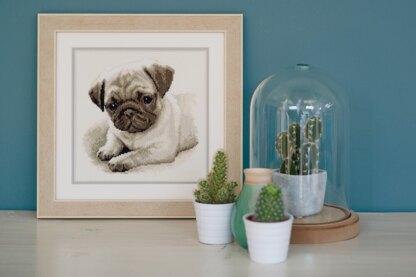 Vervaco Pug Dog Cross Stitch Kit - 21cm x 21cm