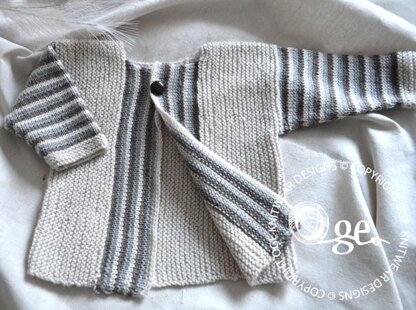 Baby sideways knit cardigan with stripe pattern - P066