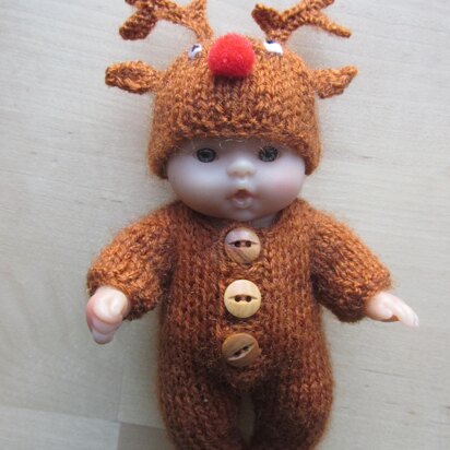 Offer! 5" Berenguer Doll Gingerbread Man & Reindeer Outfit
