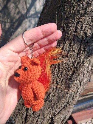 Mini red Squirrel keychain amigurumi