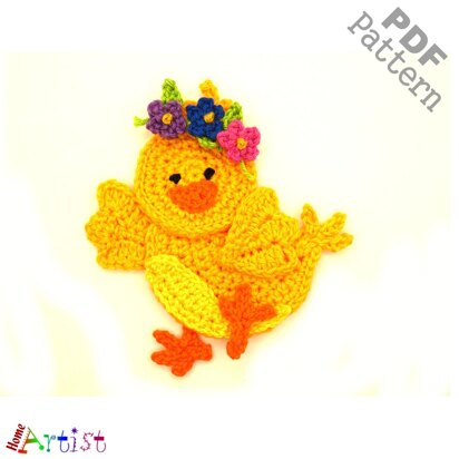 Chick set 4 crochet applique