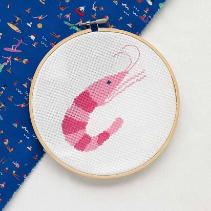 Mint & Make Shrimp 7" Cross Stitch Kit with Hoop"