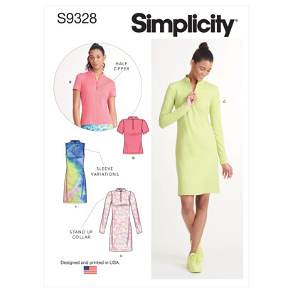 Simplicity Misses' Knit Dresses and Top S9328 - Sewing Pattern