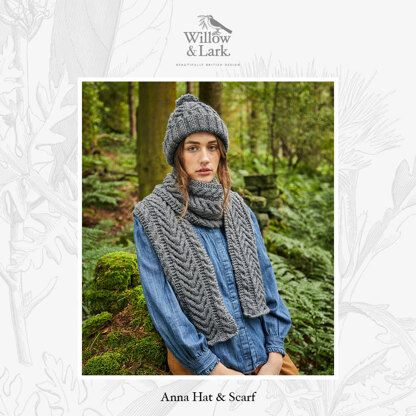 Anna Hat & Scarf -  Knitting Pattern For Women in Willow & Lark Strath by Willow & Lark