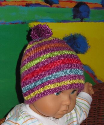 Baby  Stripe Bobble Beanie