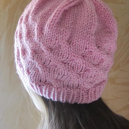 Pink Lady's Hat in Small Twists Stitch