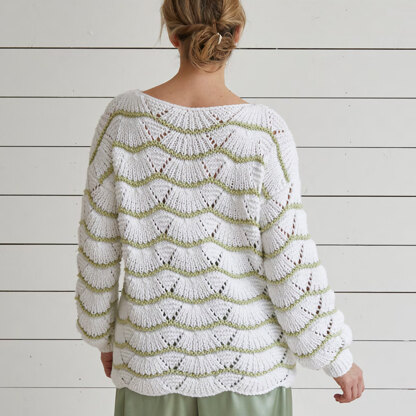 Wave Stitch Top - Knitting Pattern For Women in Debbie Bliss Dulcie by Debbie Bliss