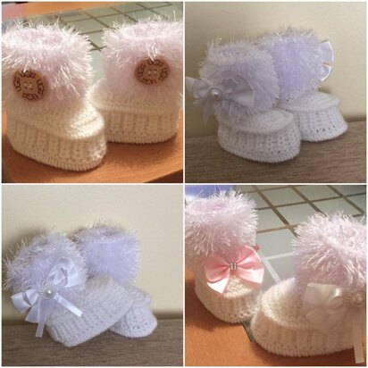 "Snow Boots" Funky Fur Tops 0-3mths and 3-6mths