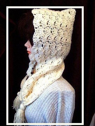 495 Crochet pattern, Shell Stitch Hood