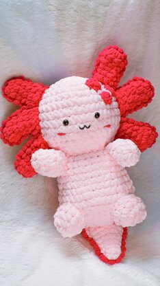 Axolotl chunky amigurumi giant crochet doll pattern