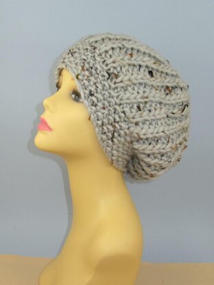 Super Chunky Moss Stitch Cuff Fishermans Rib Slouch Hat