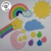 Sky Collection Applique/Embellishment Crochet * Rainbow, Shooting Star, Sun, Moon, & Rainbow Rain Cloud including free base square pattern