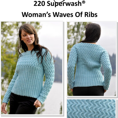 Woman's Waves of Ribs in Cascade 220 Superwash - DK157