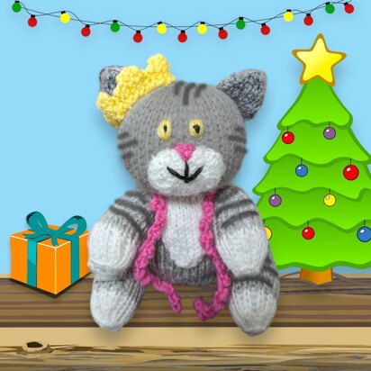 Christmas Mog the Cat choc orange cover / toy - knitting pattern