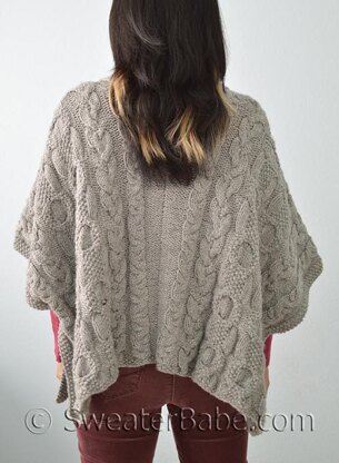 #163 Cable Love Cowl Neck Poncho