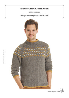 Men's Check Sweater in BC Garn Loch Lomond - 4023BC - Downloadable PDF