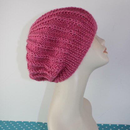 Simple Aran Fishermans Rib Slouch Hat