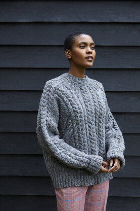 " Morag " - Jumper Knitting Pattern For Women in Debbie Bliss Donegal Luxury Tweed Aran by Debbie Bliss