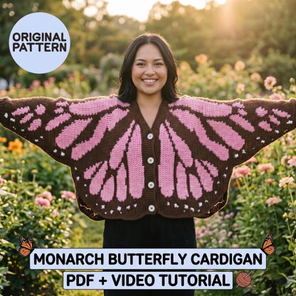 Monarch Butterfly Cardigan Crochet Pattern PDF + Video Tutorial