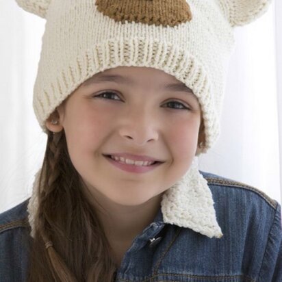 Polar Bear Hat in Red Heart With Love Solids - LW3179
