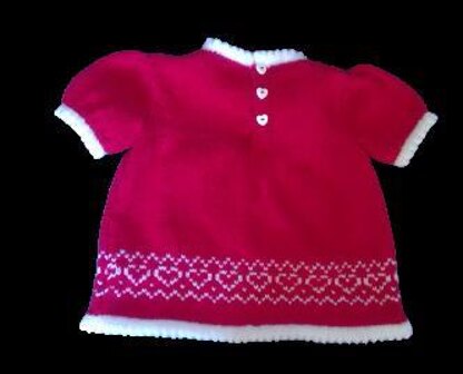 Baby Heart Dress in DK to fit 6/9 or 9/12 months