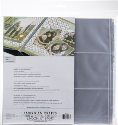 We R Memory Keepers We R Post Bound Photo Sleeves 12"X12" 10/Pkg - Six 4"X6" Pockets