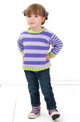 Stripe-it-Easy Pullover in Red Heart Soft Baby Steps - LW3236EN