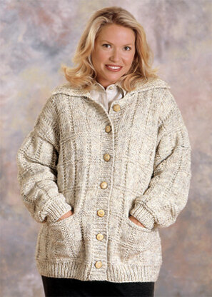 Box Stitch Cardigan Knit in Lion Brand Wool-Ease Chunky - 1195A