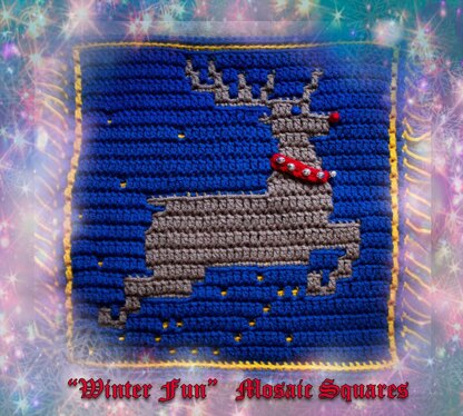 Winter Fun Mosaic Square - Rudolph Reindeer