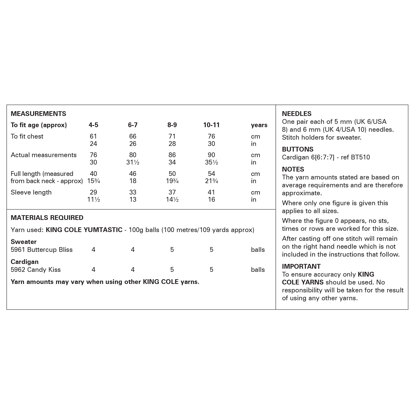 Childs Sweater and Cardigan in King Cole Yumtastic - P6251 - Leaflet