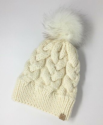 White Braided Cable Hat