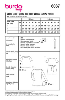 Burda Style Misses' Top, Dress â€“ Figure Fitting with Scoop Neckline B6087 - Paper Pattern, Size 8-18 (34-44)