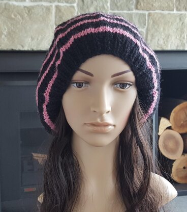 Milly - 12ply striped beret for kids, teens and women