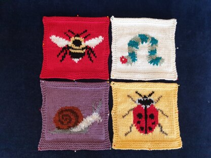 Garden Bugs Intarsia Squares