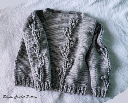 Gray Flowers Sweater