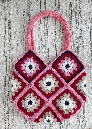 Crochet Heart Granny Square Tote Bag -  Hong Kong