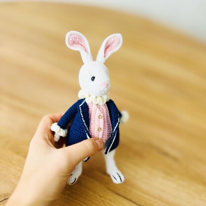 Amigurumi white rabbit, crochet bunny, amigrumi bunny, crochet rabbit, Bunny in jacket