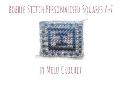 Bobble Stitch Personalised Squares A-Z US by Melu Crochet