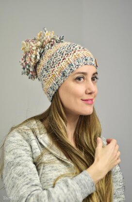 Natashka chunky knit hat with dreadlock pom