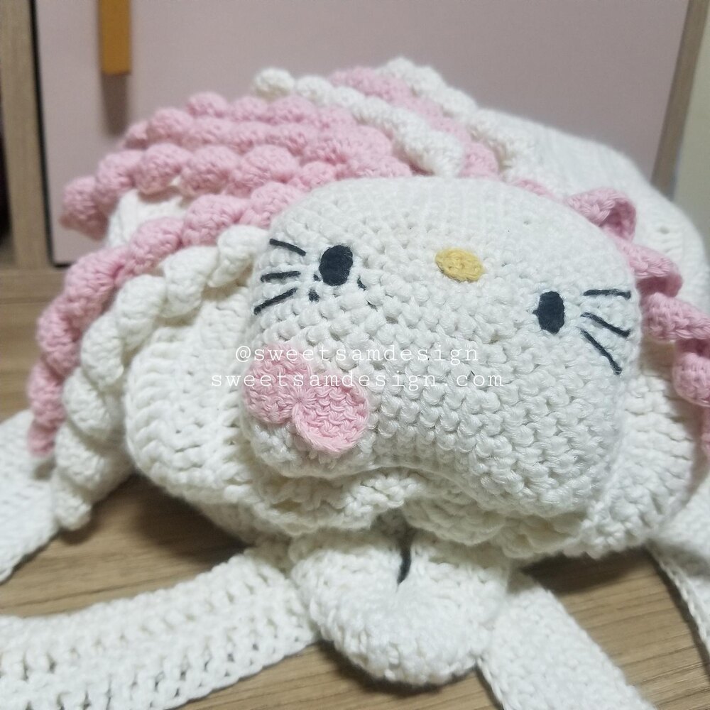 Hello Kitty Backpack Crochet pattern by SweetSamDesign