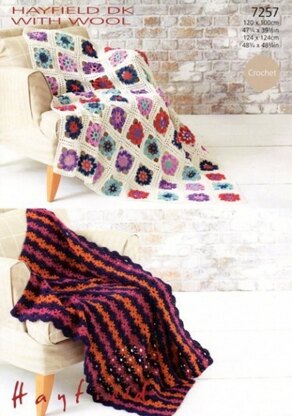 Crochet Afghan Blankets in Hayfield Dk With Wool - 7257