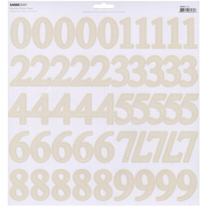Kaisercraft Number Stickers 12"X12" 5/Pkg - Ivory 1.75"