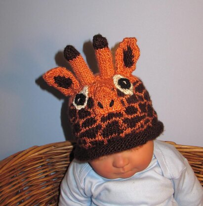 Baby Giraffe  Hat animal roll brim beanie