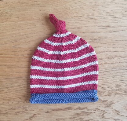 Contrast Stripe Knotted Baby Beanie