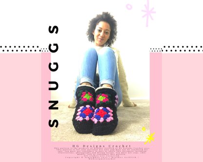 Snuggs granny square slipper boots Crochet pattern by HG Designs Crochet LoveCrafts