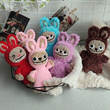 Smiling Bunny, Labubu Crochet